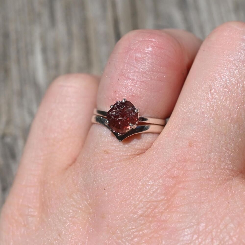 Engagement ring Spinel  set, raw crystal ring, raw stone ring, alternative  size